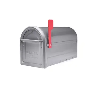 212 MAIN Graphite Finish Architectural Post Mount Mailbox - Large Size, Included Flag