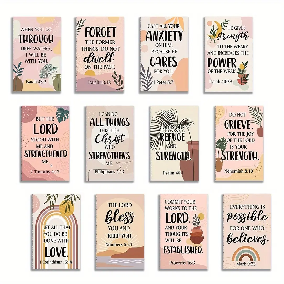 12 Pcs Rainbow Bible Verse Notebook, Religious Motivational Notepads, Small Pocket Journal, Inspirational Notepads, Christian Scripture Notebooks, Inspirational Messages, Spiral Coil Notebook
