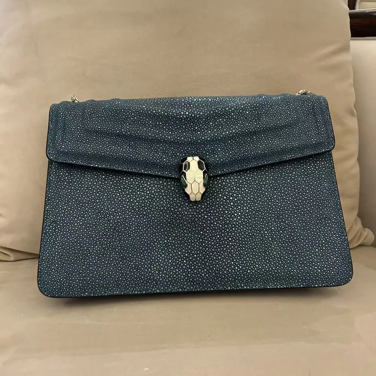 Pre-owned Bvlgari Stingray Blue Shoulder Bag