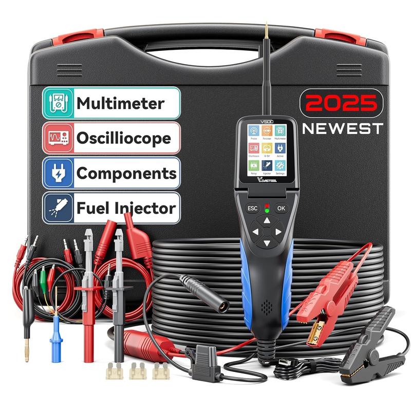 VDIAGTOOL V500 Car Circuit Tester – Powerscan Fuel Injector Test, Oscilloscope Mode, 2.3″ TFT Display – 2-Yr Warranty