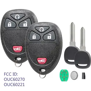 2 Set Remote Key Fob + Ignition chipped Key for 2007-2013 GMC Sierra Yukon Savana Chevrolet Silverado 1500 2500 3500  Express Suburban Tahoe 4 Button OUC60270 / OUC60221