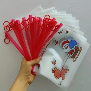 20-Pack Assorted Style Waterproof Soft PVC Cartoon Christmas Ring File Bags, Durable Office Supplies Organizer & Holiday Gift Storage