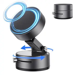 2026 Upgrade Car Cellphone Mount - Compact Lightweight Vacuum Magnetic Mount, Double-Row N52 Magnets, Suction Pad for Smooth Surfaces, Secure Holder Smartphone, Car Interior Accessories, for vlog, video creator, photographer