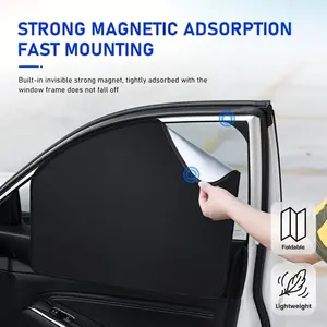 Magnetic Car Window Sunshade Set, Titanium Silver Color Side Window Shade, Strong Magnetic, Quick Install Foldable, Privacy Protection, Car Accessory