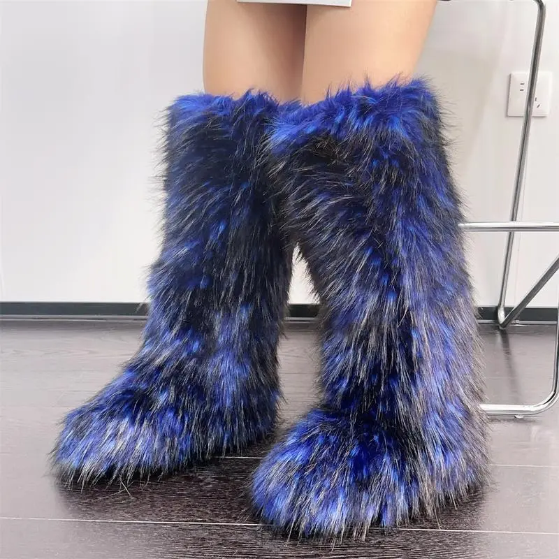 Royal blue raccoon fur