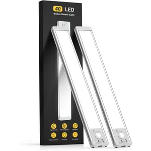 10inch Under Cabinet Lighting, 2 Pack Rechargeable Motion Sensor Light Indoor, 5 Levels Dimmable Magnetic Closet Lights, Wireless Under Counter Lights for Kitchen, Stairs