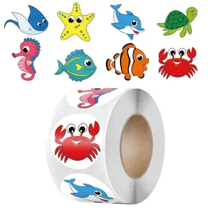 500pcs/roll Cartoon Marine Life Pattern Sticker, Creative Multi-purpose Sticker For DIY Craft, Self-adhesive Gift Tag Sticker