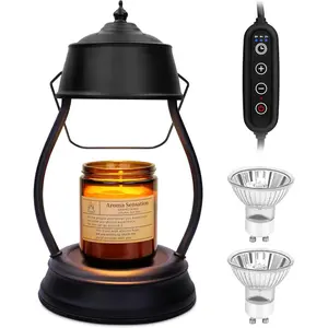 Candle Warmer Lamp, Dimmable Candle Warmer Lantern with Timer, Day Gifts for Mom, Office Home, Warming Gifts, Black Large Lantern Candle Lamp for New Home Bedroom
