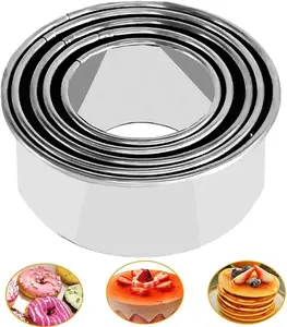 5 count Cookie Cutters - Stainless Steel Biscuit Cutters/Dumpling Cutters/Cake Pastry Cutters/Cake Cookie Scone Cutters Molds  for Cooking Baking (Round Edge, 5 count)