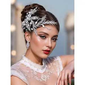 Elegant Faux Pearl Decorated Bridal Headwear, Exquisite Trendy Hair Clip, Fashionable Hair Accessories for Wedding Party Decor