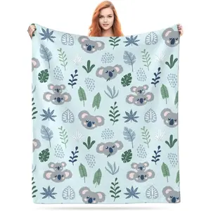 Koala Cartoon Cute Blanket, Soft Blankets Flannel Bed Throw Cozy Lightweight Plush Gifts for Kids Boys Girls Women Men Sofa Couch Bedroom Living Rooms Warm All Season, Home Decor, Small