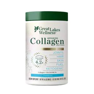Great Lakes Wellness Keto Collagen Peptides Powder with 4.2g MCTs - Vanilla Non-Dairy Coffee Creamer - 14.1 oz Healthcare Supplement