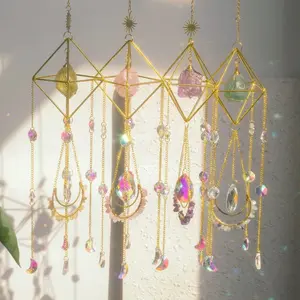 Crystal Suncatcher Hanging, Christmas Gift Boho Sun Catcher Ornament, Amethyst Light Catcher Decor Glass