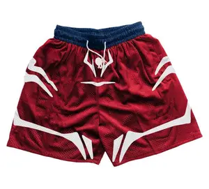 Yuji Itadori Red Jujutsu Kaisen Unisex Sports Double-Layered Inner Shorts Full Print Drawstring Design Men Women Mesh Basketball Shorts 4 Pockets 5.5 Inseam