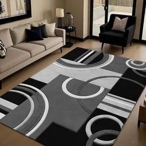 Geometric Pattern Floor Mat, 1 Count Modern Style Non-slip Soft Floor Carpet, Decorative Area Rug, Geometric Graphic Rug for Home Living Room Bedroom Hotel, Modern Abstract Rug