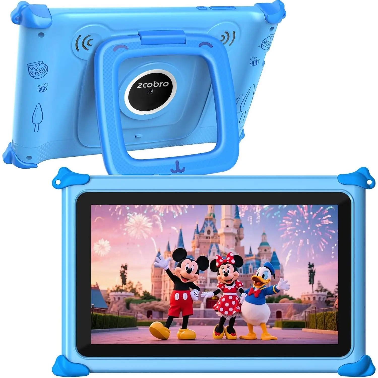 Toddler Android Tablet for Boys (Ages 3-7) - 7-Inch 32GB Android Tablets, Wi-Fi Enabled, GMS Certified, Parental Control, 18x10cm Shockproof Case, Blue, Dual Cameras, YouTube & Netflix Streaming