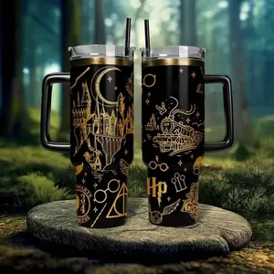 H Potter 40oz Tumbler Stainless Steel, Double Wall Insulated, With Handle – Magic Wizard Series Design, Perfect Gift for Fans, Stainless Steel Tumbler, Gift for fan