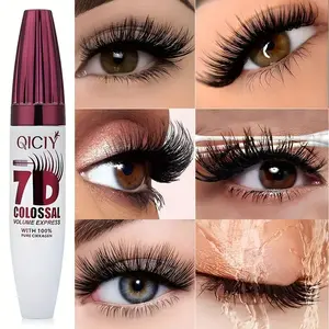 Lengthening 7D Silk Fiber Mascara, waterproof and sweat-proof formula, perfect for creating thick, long, and curled lashes, silk fiber eyelash extension makeup, talc-free, suitable for all skin types, a daily makeup essential
