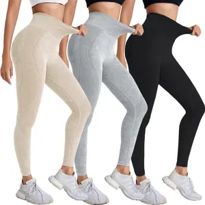 Three-Pack Women's High Waist Hip-Lifting Yoga Pants Solid Color High Stretch Polyester Leggings for Fitness & Yoga Activities