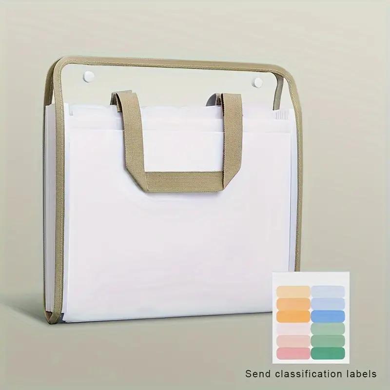 Large Capacity A4 Vertical File Organizer, 1pc Multi-pocket Expanding Document Holder, Waterproof Durable Plastic File Folder for Students & Workers