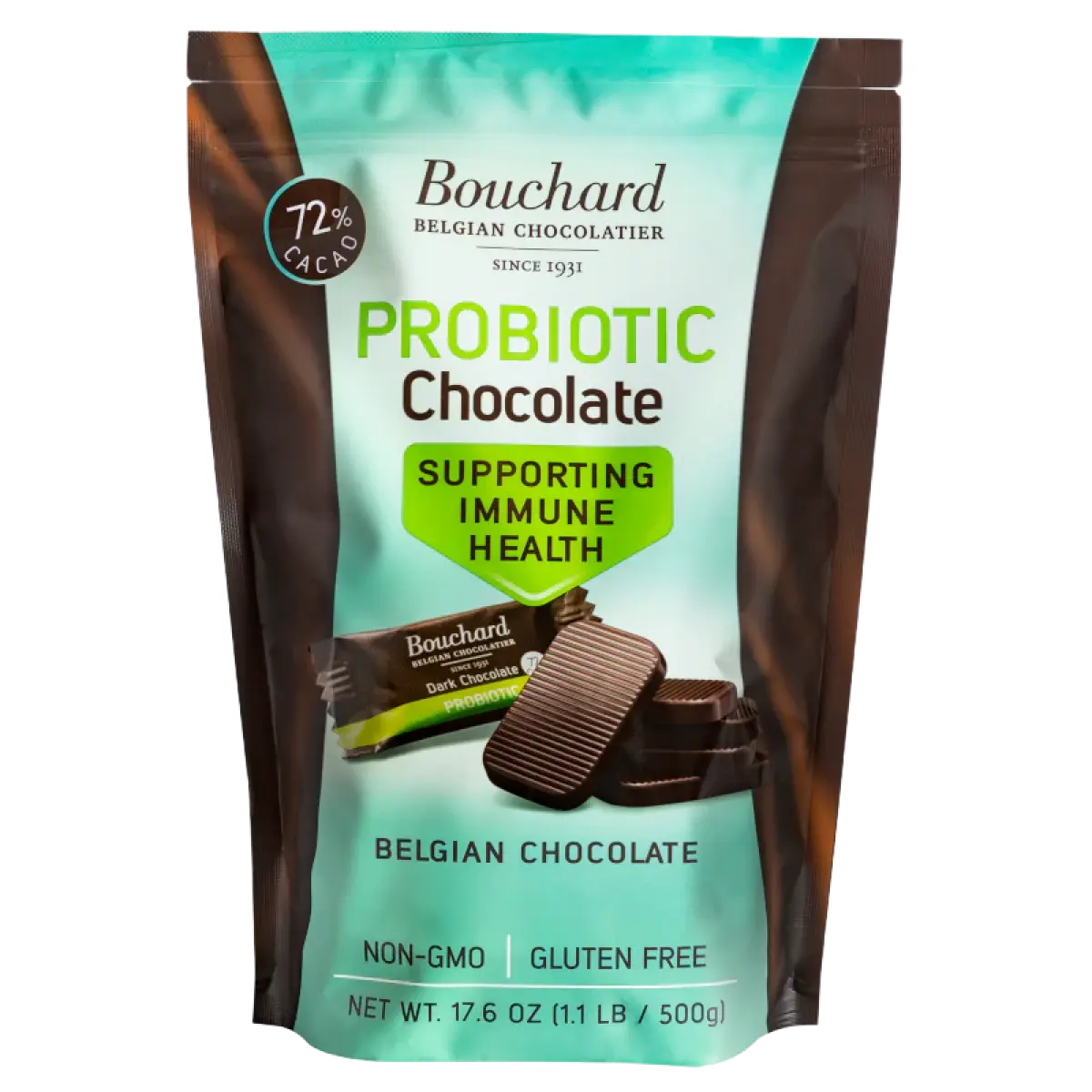 Probiotic Belgian Dark Chocolate Napolitains (72% Cacao) 17.6 OZ (1.1 LB/500g)