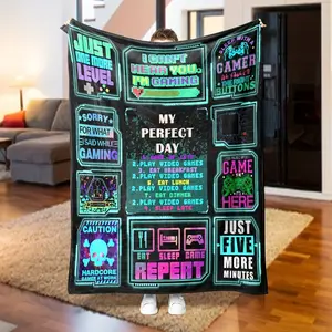 Men's Gamer Gift, Boy's Game Room Decoration, Gamer Blanket Gift, Men's/Teenage Boy Game Gift, Game Room Decoration, Video Game Enthusiast Gift, Gamer Gift Creative Throw, Soft and Comfortable Blanket, Positive Energy Blanket, Sofa Blanket