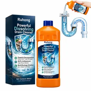 Liquid Drain Cleaner Powerful Drain and Pipe Unclogger Fast-Acting Removes Hair Grease & Buildup for Kitchen Sinks Shower Drains Bathroom Tubs Toilet 16.9 oz