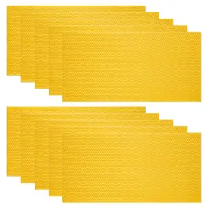 10 Pcs Beehive Wax Coated Foundation Sheet, Food Grade Beeswax Foundations for 10 Frame Bee Hive Frames Plastic Honeycomb Waxed Sheets for Beekeeping Candle(16.5X8.2inch，Excluding Wooden Frames)