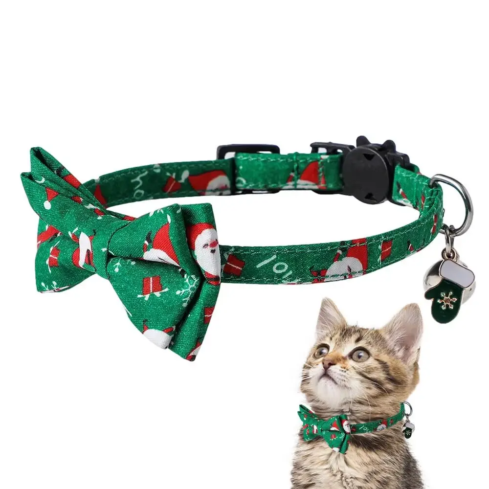 Christmas Cat Collar Breakaway Kitten Collar with Bell Adjustable Snowflake Bow Christmas Collars for Cat Thanksgiving Day Does not apply