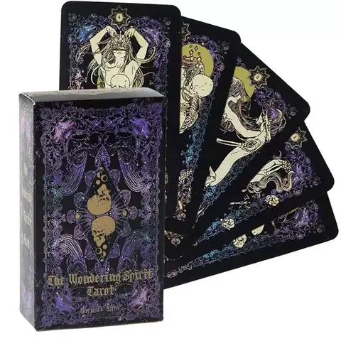 Wandering Spirit Edge Glowing Tarot Card Deck Set - 78 Cards with Moon Guidebook, Beginner-Friendly Prompts for Adult Deep Truths Soul Search, Birthday Gift, Festive Party Supply, Collector Item