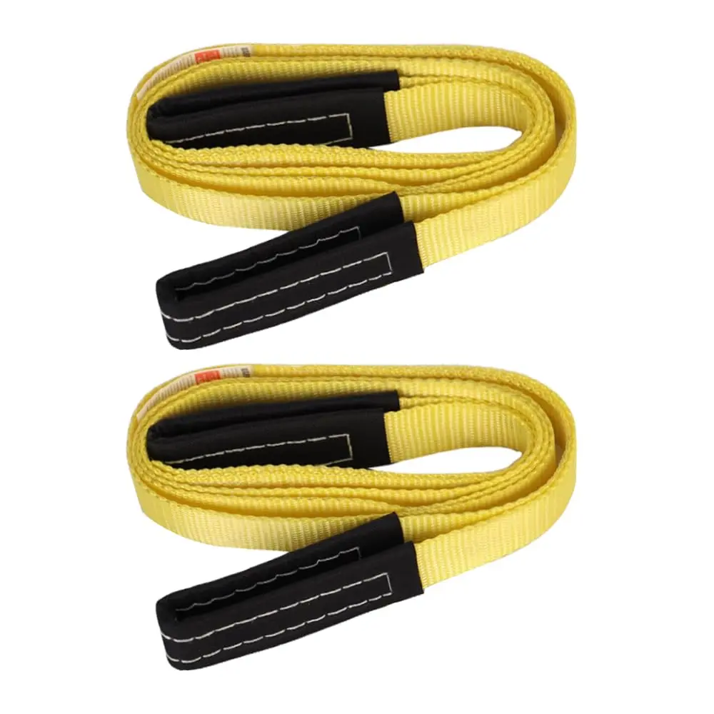 Heavy Duty Lifting Slings - 2-Pack 8 ft x 1 in UV Resistant Polyester Webbing Tree Saver Lift Straps, 1333 lbs Load Capacity with Reinforced Flat Loop Ends, Shackles/Hooks, Reinforced End, Flat Loops, 4000 Lbs, Won’t Fade