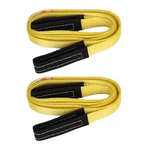 2PK 1''x 8FT Lift Sling Web Strap/Wear Guard End, Heavy Duty Flat Eye Lifting Sling with 2 Reinforced Loops for Tree Saver Lifting Furniture Appliances Machine