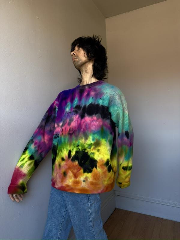 Men’s XL black rainbow sweater Lambswool pullover