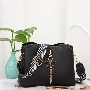 Fashion Crossbody Bags for Women Fashion Purses Ladies Lightweight Handbags Shoulder Bag with Butterfly Charm Bucket Bag