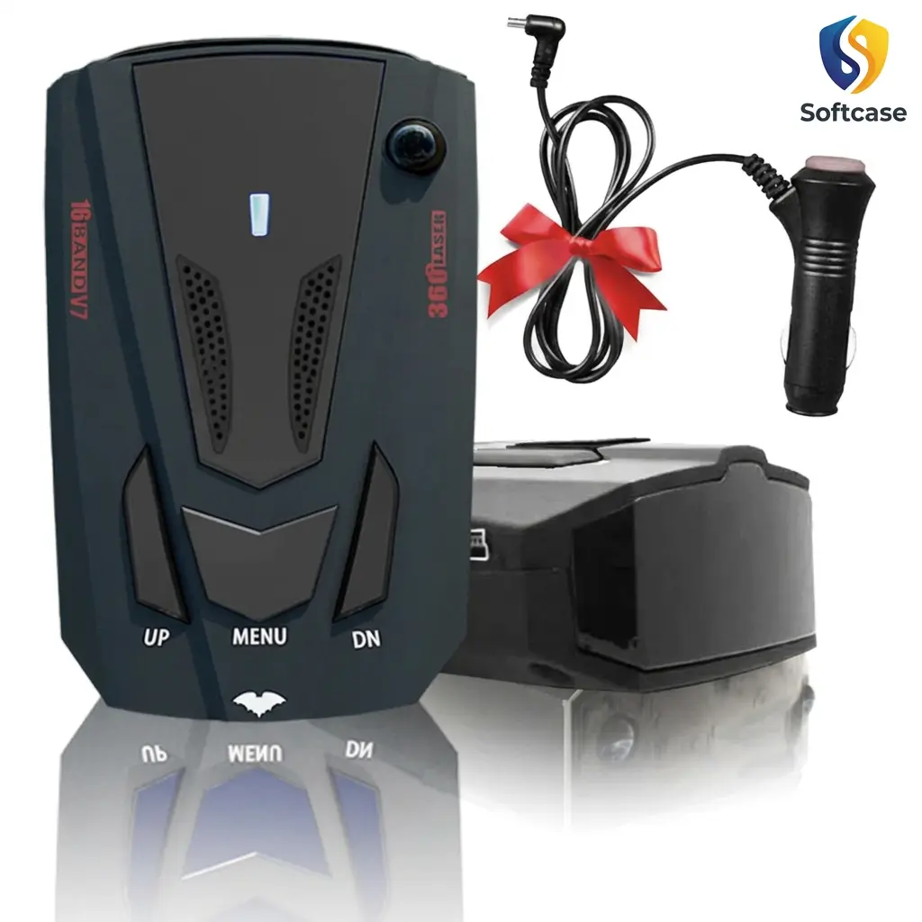 Premium Laser/Radar-Detector for Cars with Led Display, Long Range Detection, Mute Memory, City/Highway Mode, Ideal Gifts for Cars (Black) Automobile Trucks Son Father Gift Easy Installation Protection Car Accessory Use GPS Tracker Modern Cops Gear