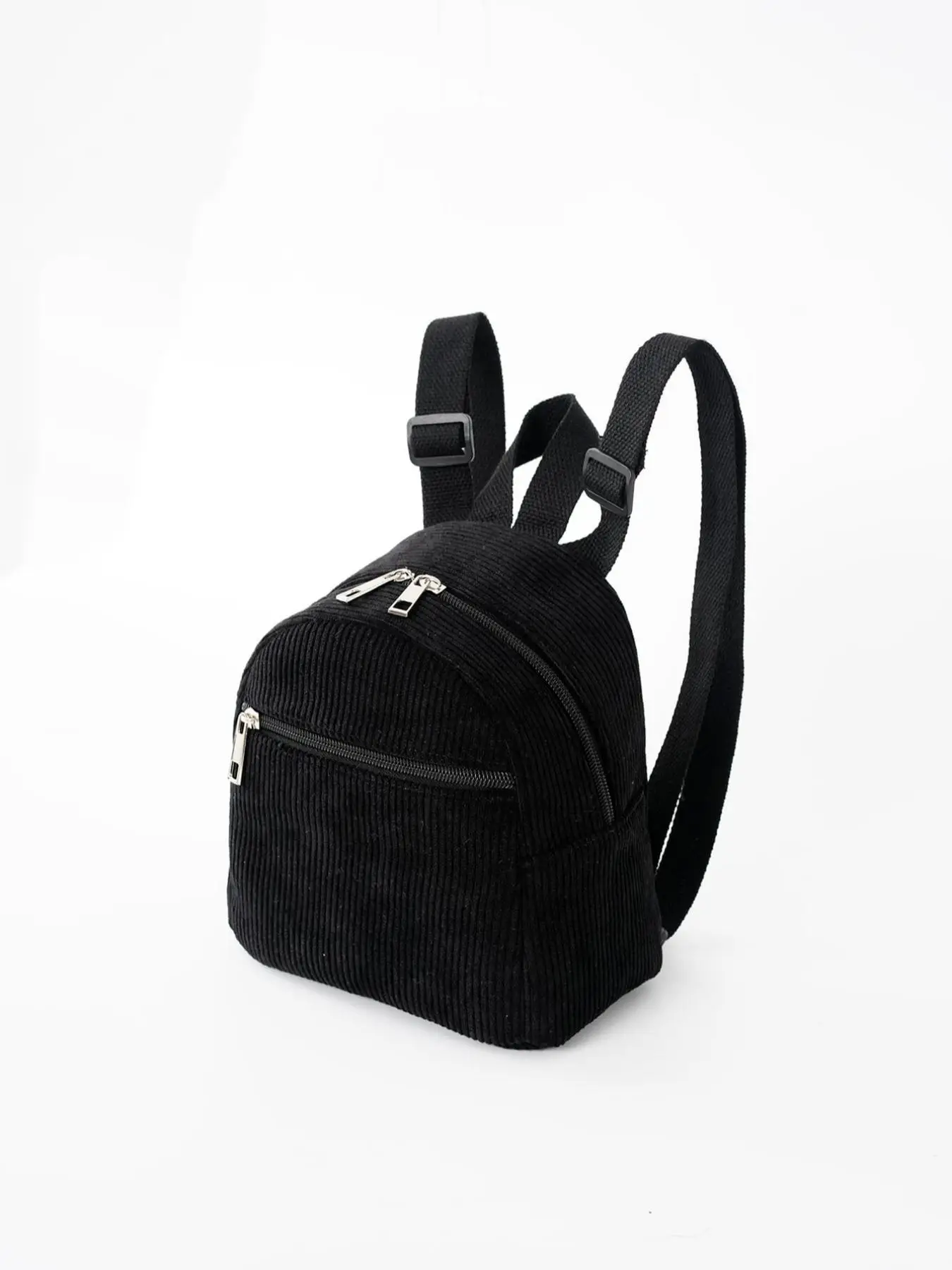 Solid Color New Fashion Mini Corduroy Backpack, Casual Fashionable Zipper Design Backpack For Women & Girl, Perfect Bag For Traveling & Party