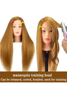 Mannequin Head Hair 80% Real Hair Cosmetology Mannequin Head for Braiding Styling Cutting 26” Doll Head with Clamp