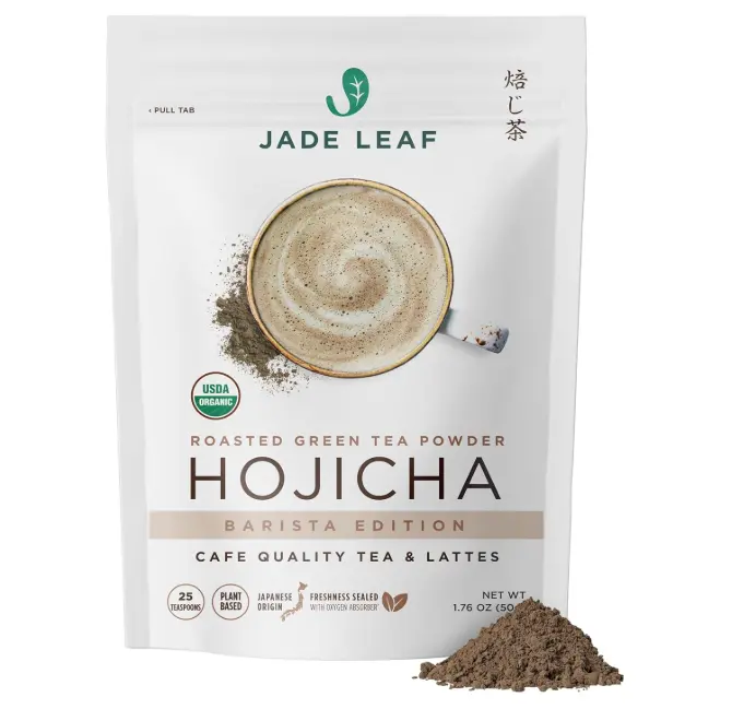 Jade Leaf Matcha Organic Japanese Hojicha, Roasted Matcha Powder - Barista Edition - 50 Servings (1.76 Ounce Pouch) Green Tea Beverage