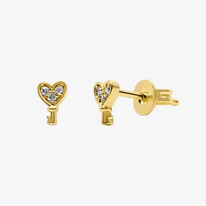 EVRY JEWELS Gold or Silver Plated Women's Key To My Heart Earrings