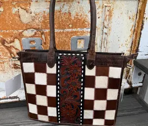 *SALE* Wynonna Cowhide Checkered Tote Handbag