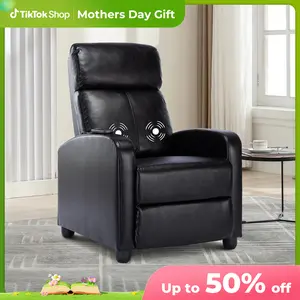 [mothersdaygift] EBELLO PU Leather Massage Recliner Chair Winback Recliner Chairs, Modern Padded Seat Reclining Chair Single Sofa for Living Room, Adjustable Home Theater Seating Office Black