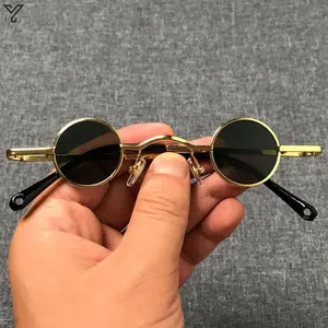 Ultra Small Frame Round Retro Sunglasses for Men and Women Mini Small Round Frame Table Glasses Han Guan Glasses Hip-Hop Sunglasses