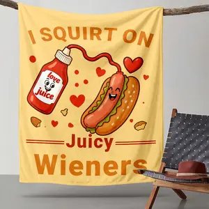 I Squirt On Juicy Wieners, 1st Anniversary Couples Gifts for Women Men - Flannel Throw Blanket for Couch Bed - Wedding Birthday Gifts for Boyfriend Girlfriend Her Him Wife Husband