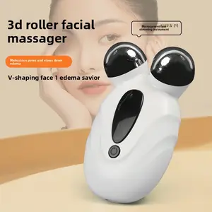 Microcurrent Dual-Roller Massage Device 3D Roller Facial Massager High-Frequency Gold-Plated Rollers for Lift Slim Fade Lines Rejuvenate Skin Compact Portable V-Shaping Face Edema Savior