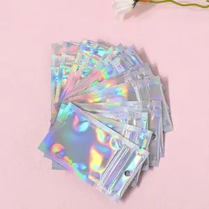 Self-adhesive Storage Bag, 50pcs Multifunctional Laser Flat Self-sealing Bag, Data Cable Jewelry Storage Bag, Summer Gift Pouch, Fall Gift, Jewelry Organizer, 2024 Storage Organizer