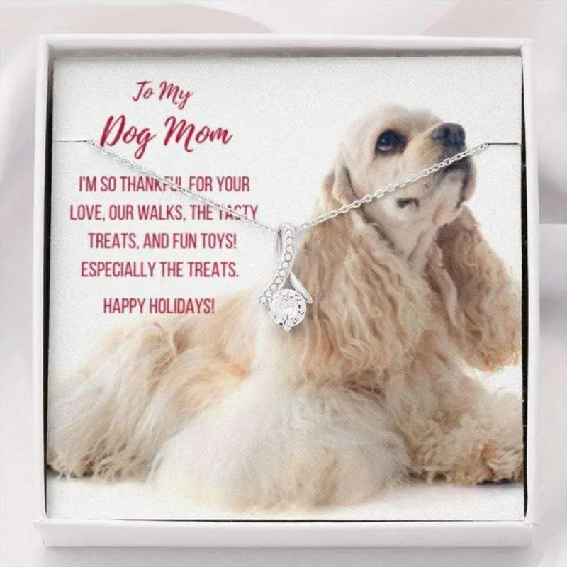 Dog Mom Necklace, Gift Necklace With Message Card Buff Cocker Spaniel Dog Mom Beauty Necklace, Beautiful Necklace Gifts for Mom - Perfect Mother's Day Jewelry, Thoughtful & Meaningful Gift for Mother