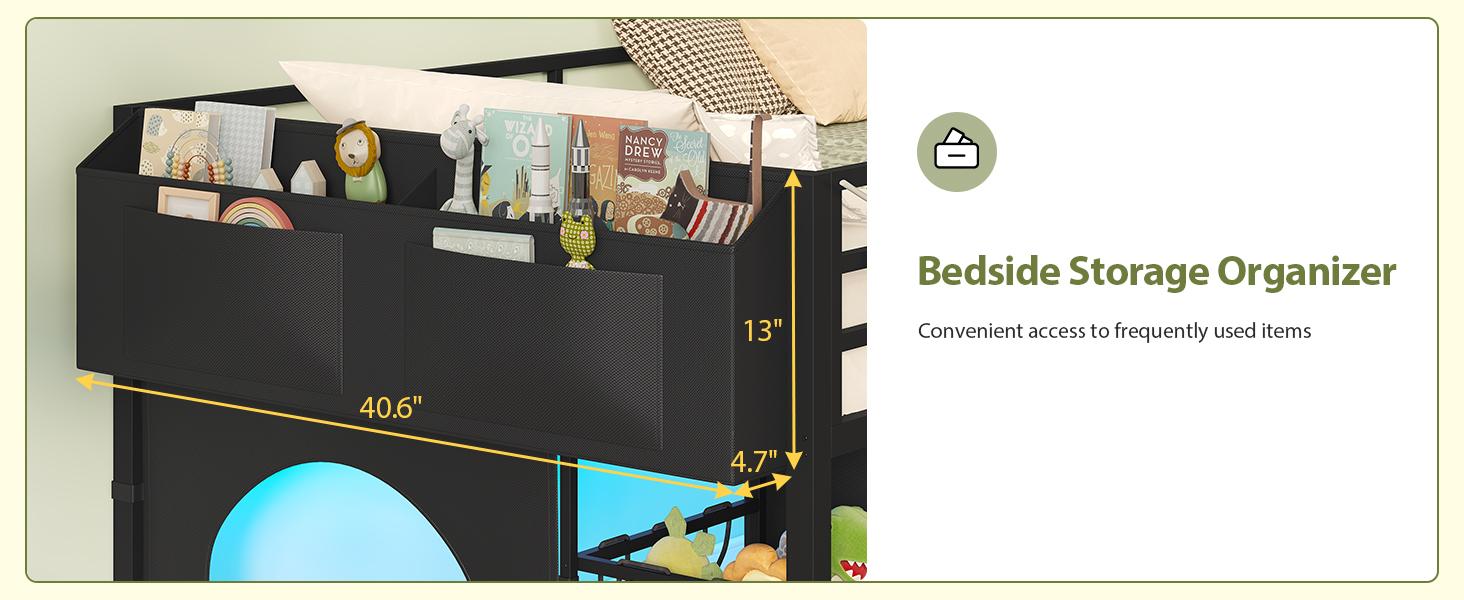 Twin Size Low Loft Bed with 8 Storage Drawers & Toy Organizer, Metal Loft Bed with RGB Lights, 13" H Safety Guardrail, Play Zone, Heavy Duty Twin Low Loft Bed with 2-Step Ladder & Anti-Tip Kit, No Box Spring Needed, Black