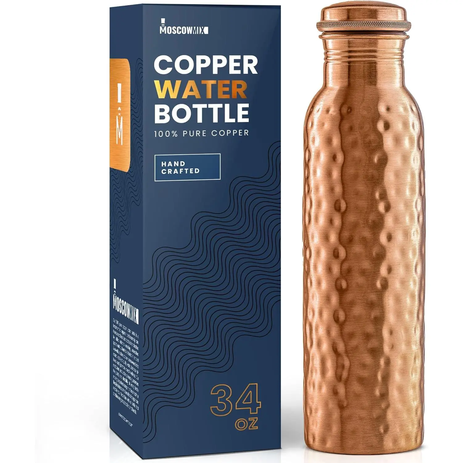 Pure copper water bottle for drinking 34 oz large ayurvedic copper water bottle leak proof lid 100 copper drinking water bottle handcrafted hammered copper bottle water vessel