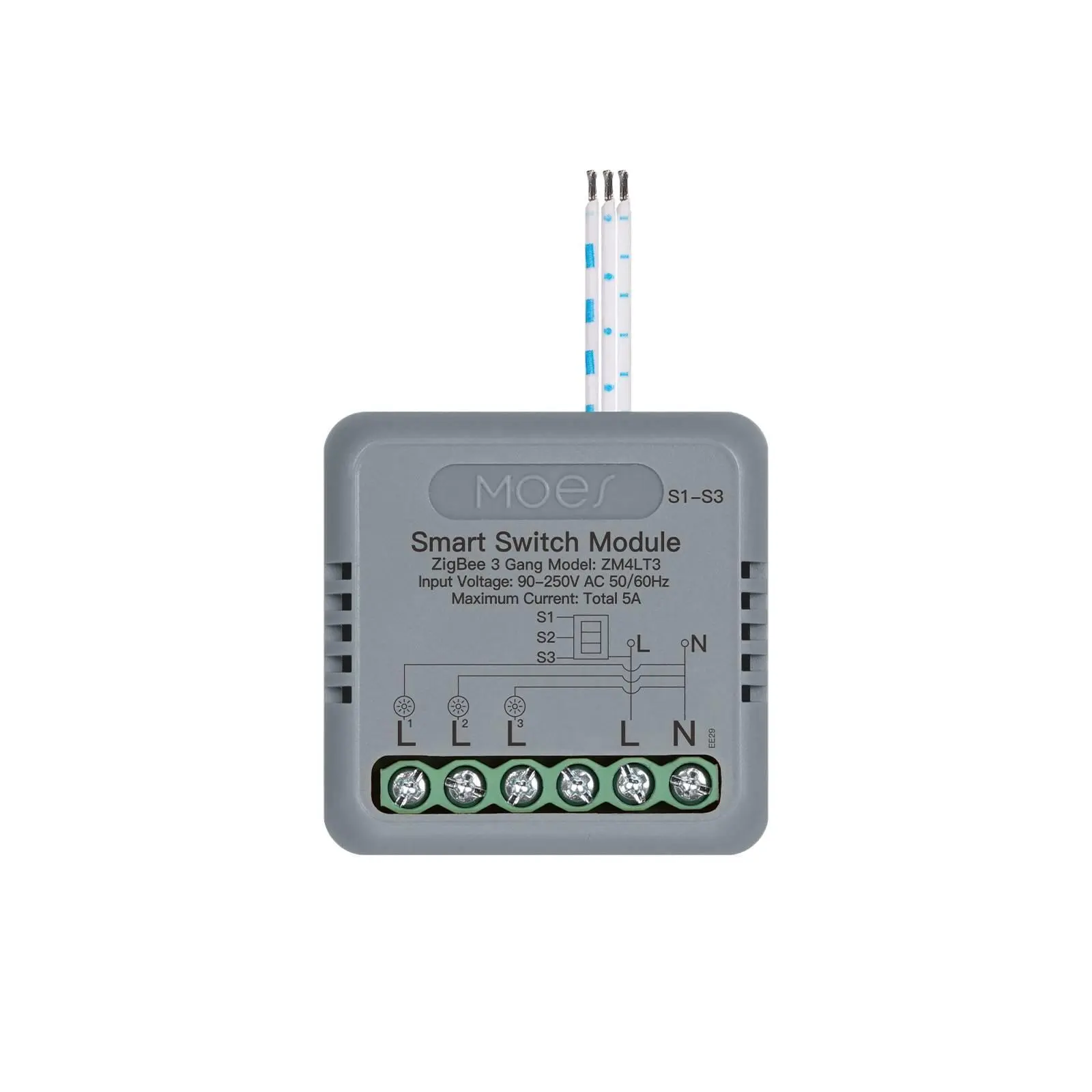 Compact Wi-Fi Switch - Single Unit, 4cm by 4cm, Tuya Home App Remote Control, Zigbee-Enabled for Lights, Fans, Indoor Use for Smart Home Users