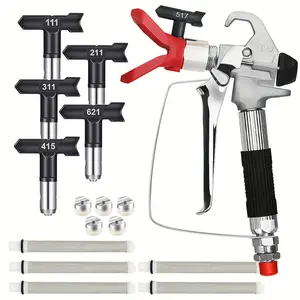 1 Set Airless Paint Spray Gun, Paint Spraying Tool - 3600psi Heavy Duty Airless Sprayer, with Tip Guard Cover, Filter(5pcs),Nozzle(111,211,311,415) & Swivel Joint - Easy To Operate, Perfect for Painting Walls, Fences, Cars & Boats